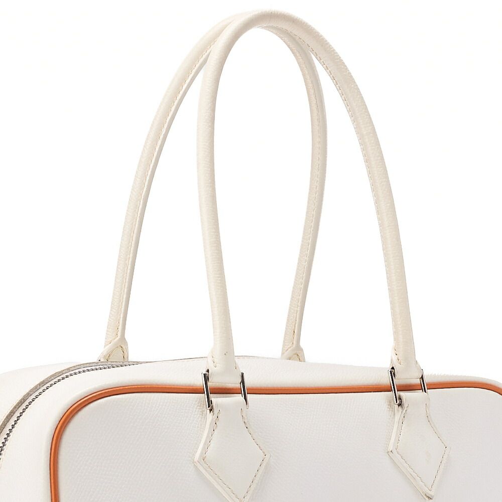 Hermes Brum 28 Tote Bag Epson White And Orange Silver Hardware Women's Bag