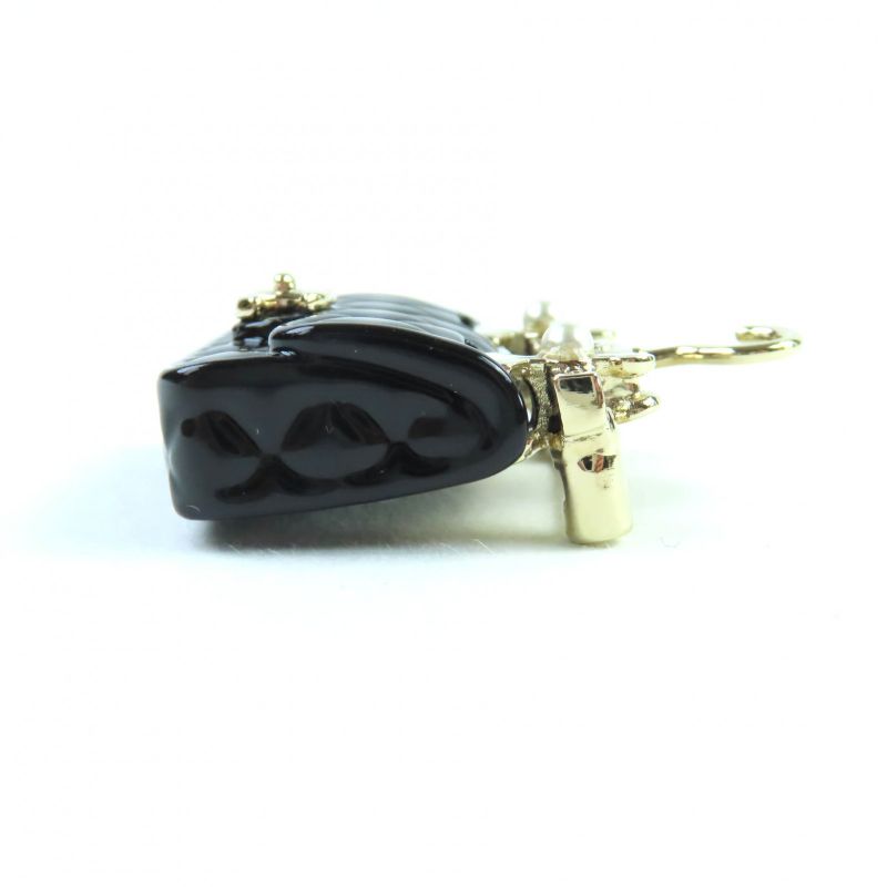 CHANEL B23C Ab9849 Coco Mark With F Pearl Bag Design Brooch Black Gold Hardware
