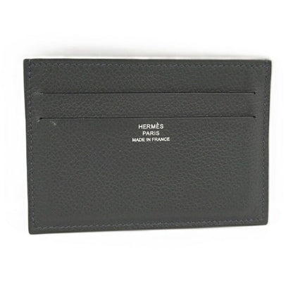 Hermes Citizen Twill Silk Quinn Card Case Leather Grayish W Engraved
