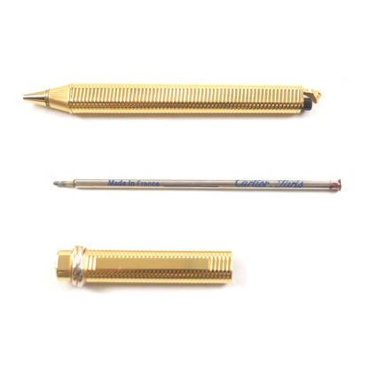 Cartier Vintage Trinity Striped Cap Ballpoint Pen With Gold Case Made In