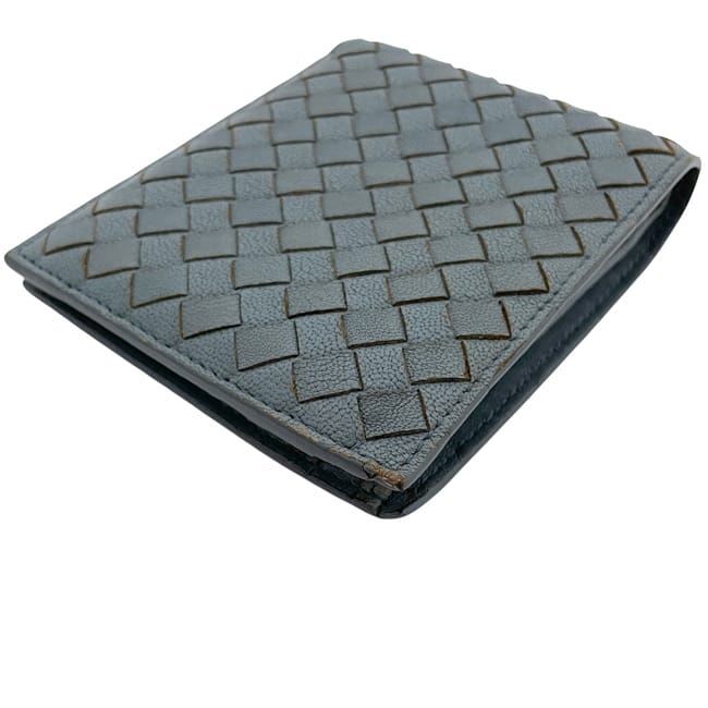 Bottega Veneta Fold Wallet Blue Intrecciato Fold Wallet Leather