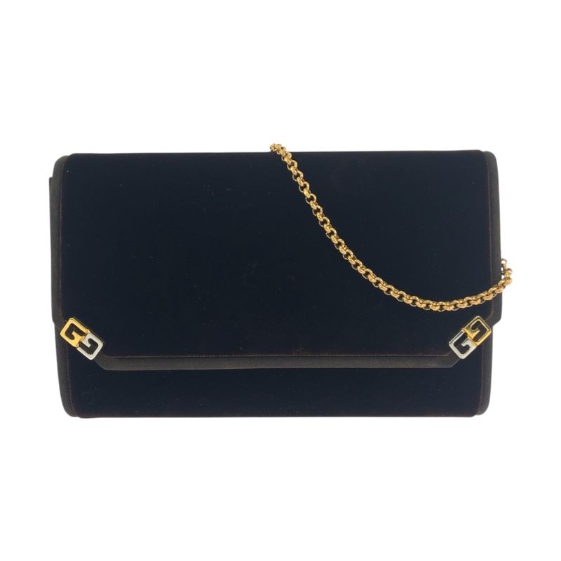 Gucci Vintage Old Gucci Double G Brown Gold Hardware Velour Shoulder Bag