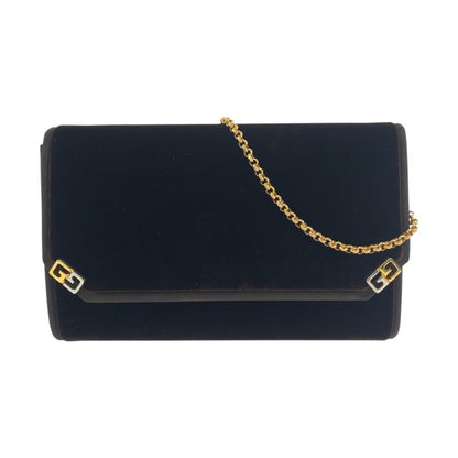 Gucci Vintage Old Gucci Double G Brown Gold Hardware Velour Shoulder Bag