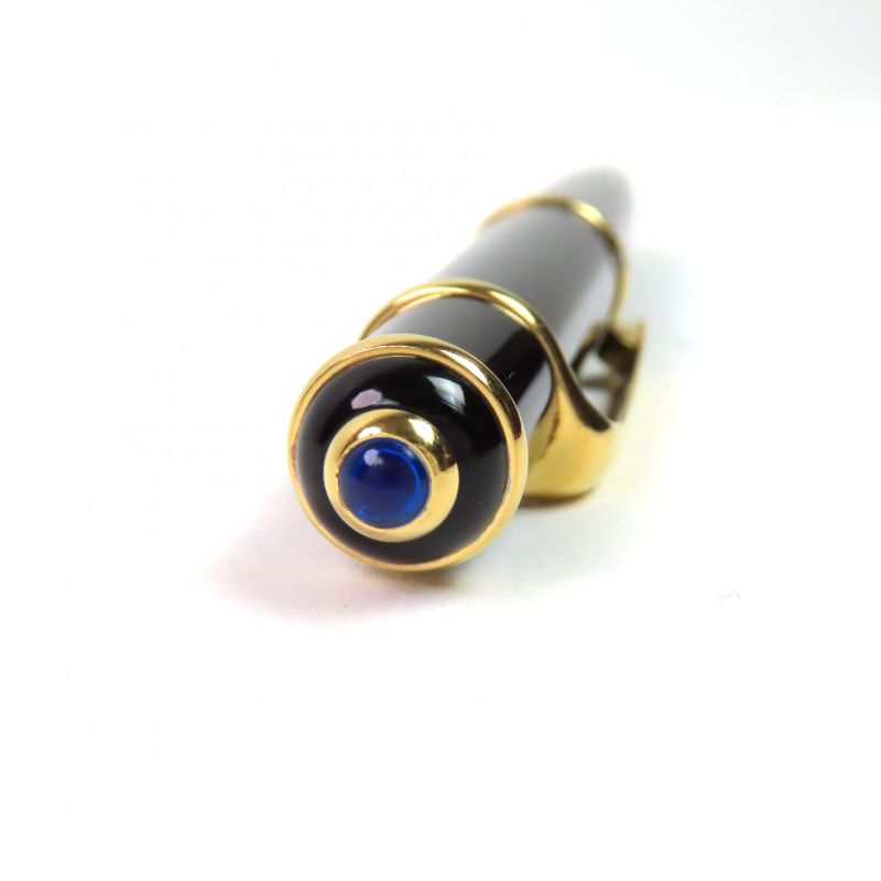 Cartier Diabolo De Cartier Ballpoint Pen With Blue Gemstone Twist Black Gold
