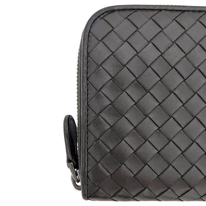 Bottega Veneta Round Zipper Long Wallet Brown Intrecciato Excellent Condition