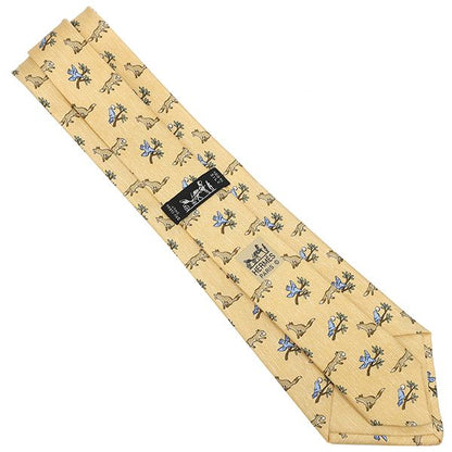 Hermes Necktie Animal Print 9.5cm (3.74in) Silk Yellow and Multicolor Yellow