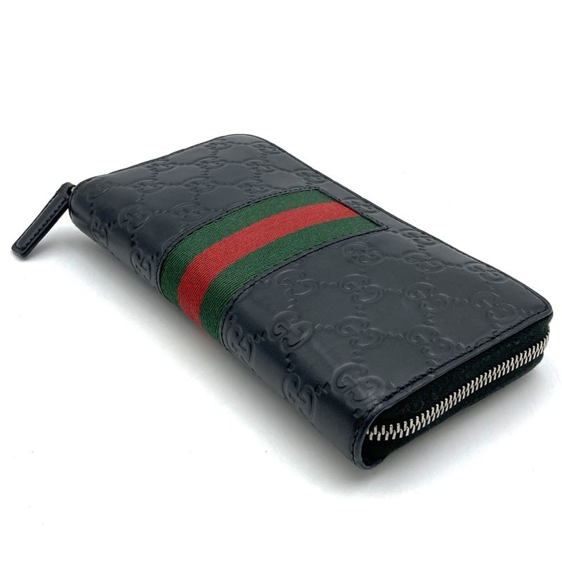 Gucci 408831 Long Wallet Guccissima New Web Black Sherry Line Women Men