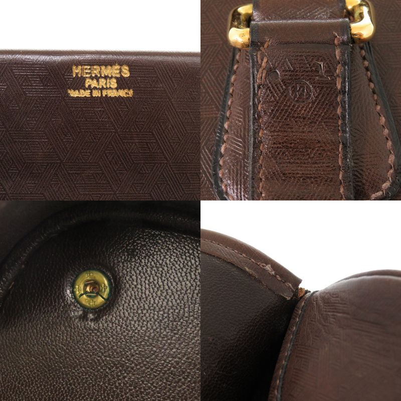 Hermes Vintage Leather Brown Gold Hardware 00H Engraved Vintage Boston Bag