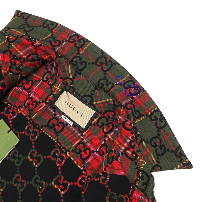 Gucci Wool Check Shirt 721464 GG Pattern 38 Green Long Sleeve Women's
