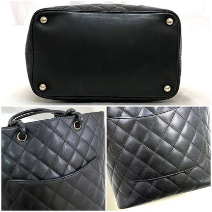 Chanel Tote Bag F21152 Black White Cambon