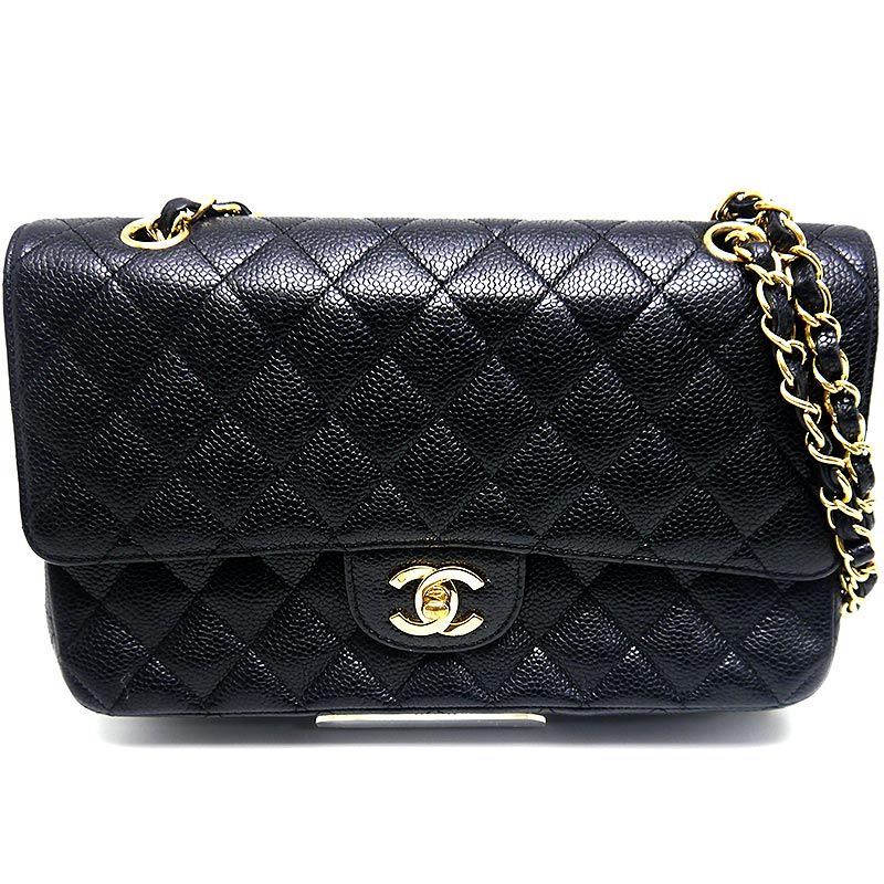 Chanel Matelasse 25 Chain Shoulder Bag W Flap Black