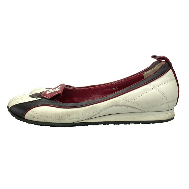 Celine 2002 World Cup Model Triomphe Embroidered Driving Shoes White 36