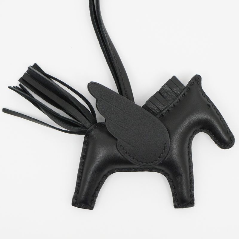 Hermes Pegasus PM So-black B Engraved Bag Charm Leather Accessories