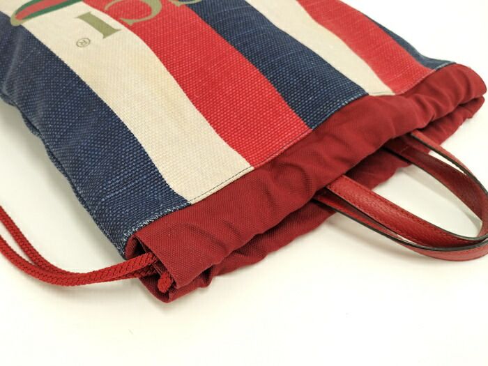 Gucci Backpack Drawstring Logo Canvas Tricolor