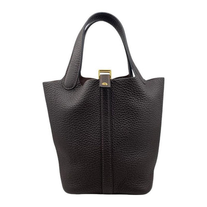 Hermes Handbag Picotin Lock PM Engraved B Ebène Dark Brown Gold Hardware Hermes