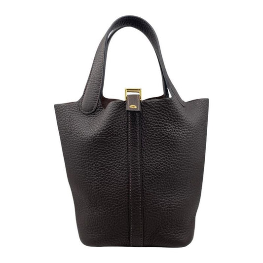 Hermes Handbag Picotin Lock PM Engraved B Ebène Dark Brown Gold Hardware Hermes