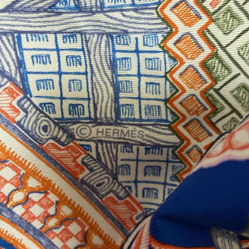 Hermes Scarf Carre 90 Blue×white×multi Super SILK Quest