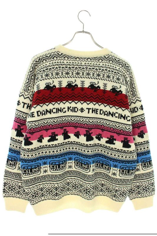 Celine 21SS 2a40l715m THE Dancing KID Jacquard Wool Knit Men's M