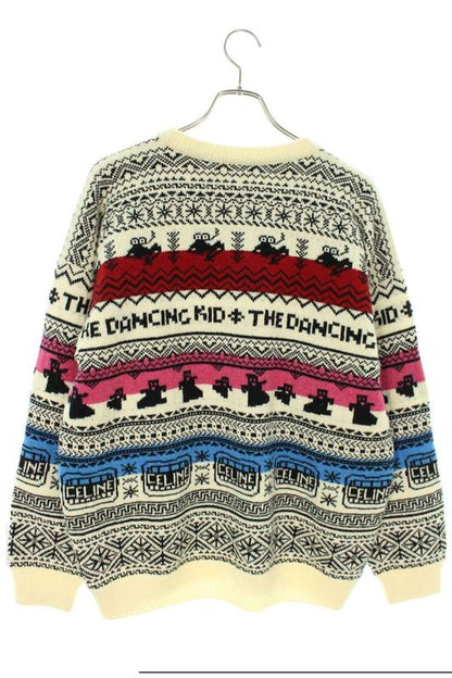 Celine 21SS 2a40l715m THE Dancing KID Jacquard Wool Knit Men's M