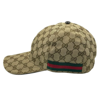 Gucci Hat Baseball Cap Leather GG Logo Blawan Men's Size XL