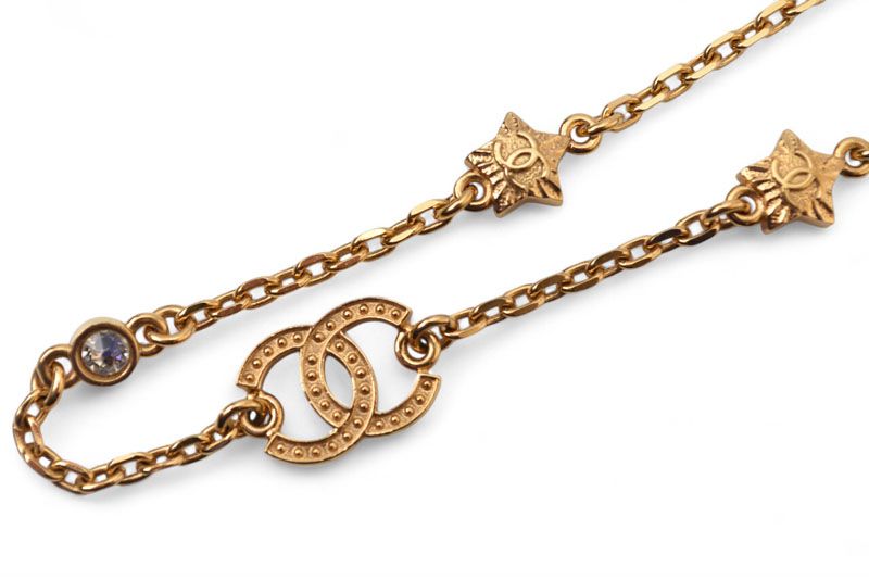 Chanel Necklace Pendant Bracelet 2way Chanel Coco Mark CC Star Rhinestone Gold
