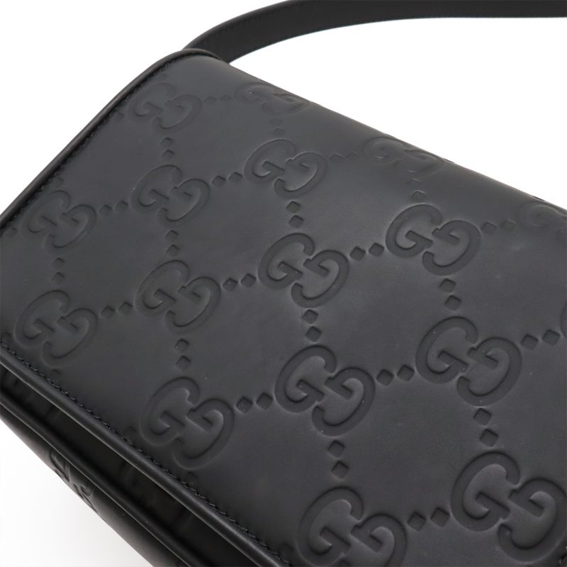 Gucci GG Rubber Effect Super Mini Bag Shoulder Bag Crossbody Black 794062