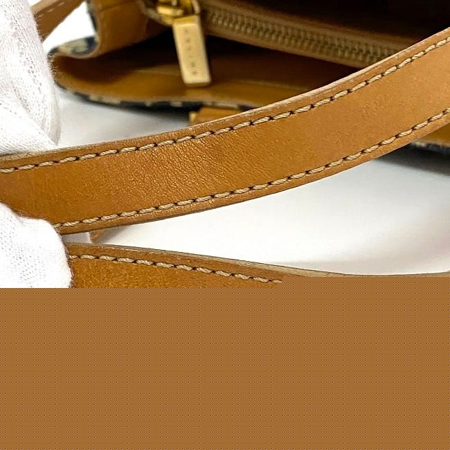 Celine Handbag Navy Blue Beige White C Macadam Excellent Condition