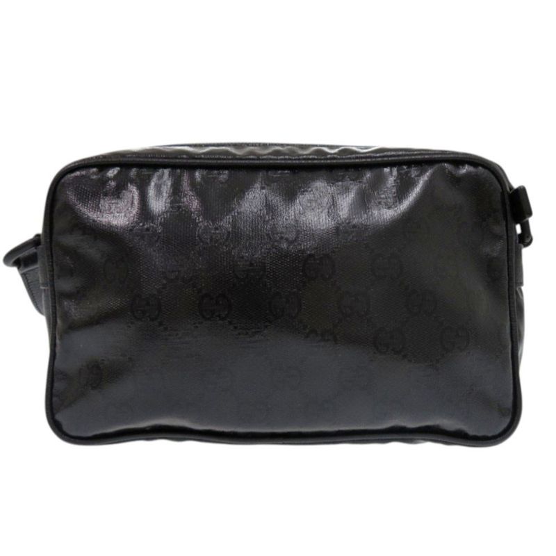 Gucci 760342 GG Crystal Leather Black Shoulder Bag Black 0458 Gucci