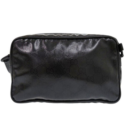Gucci 760342 GG Crystal Leather Black Shoulder Bag Black 0458 Gucci