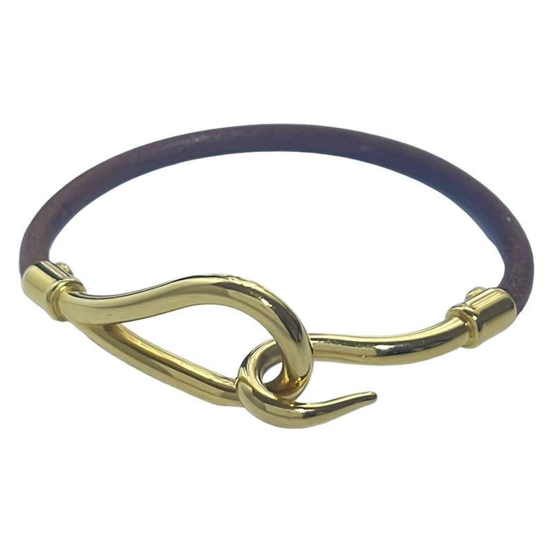 Hermes Bracelet Jumbo Leather Dark Brown Gold Hardware