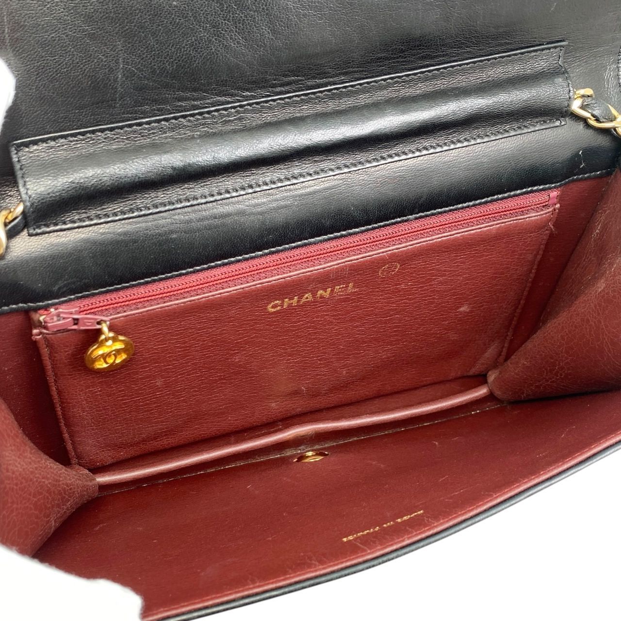 Chanel Shoulder Bag Matelasse Lambskin Coco Mark Chain Vintage Black Gold