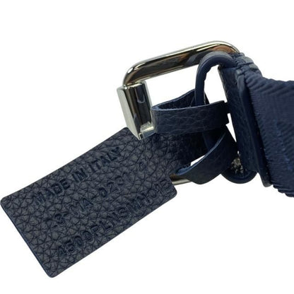 DIOR Belt Logo Jacquard Small Item Canvas Leather Logo Navy Silver Hardware