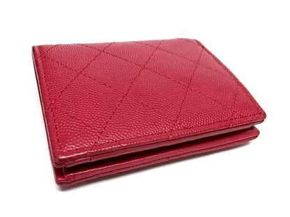 Chanel Cruise Line Coco Marc Classe Caviar Skin Fold Wallet In Burgundy Cb1956