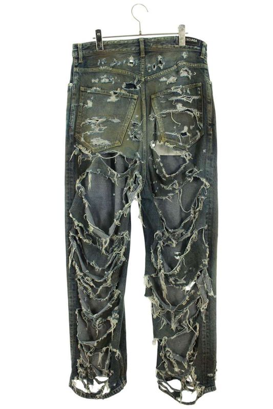 Balenciaga 23SS 745248 Tnw01 Superdestroyed Large Fit Baggy Denim Pants Men's S