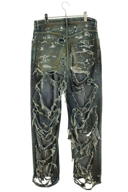 Balenciaga 23SS 745248 Tnw01 Superdestroyed Large Fit Baggy Denim Pants Men's S