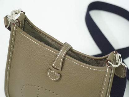 Authentic Hermes Evelyn TPM Taurillon Clemence Leather Shoulder Bag Pochette B