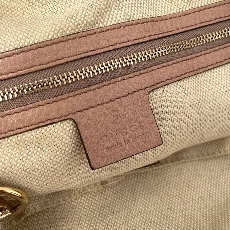 Gucci Tote Bag Soho Cellarius 282309 Pink Beige Leather
