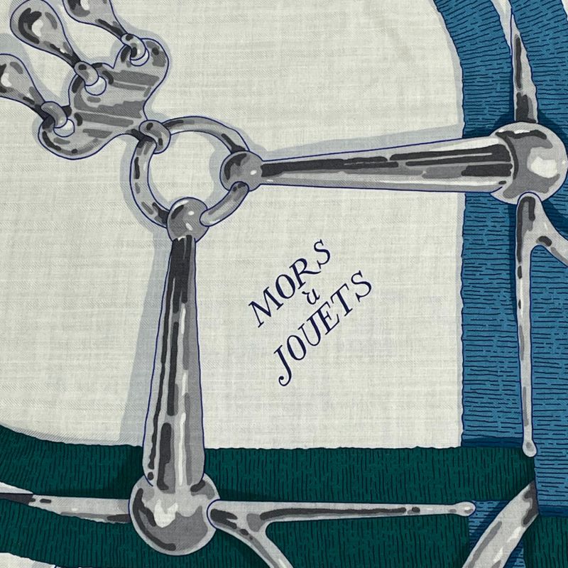 Hermes Carre 140 Large Size Stole Shawl Scarf MORS A Jouets Horse Bit Cashmere