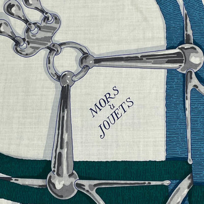 Hermes Carre 140 Large Size Stole Shawl Scarf MORS A Jouets Horse Bit Cashmere