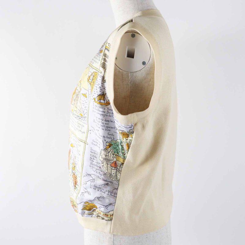 Hermes Vintage MONT Sainct Michel Mont Saint Michel Silk Cotton Rare Vest