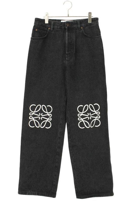 Loewe Anagram Embroidered Wide Denim Pants Men's 46