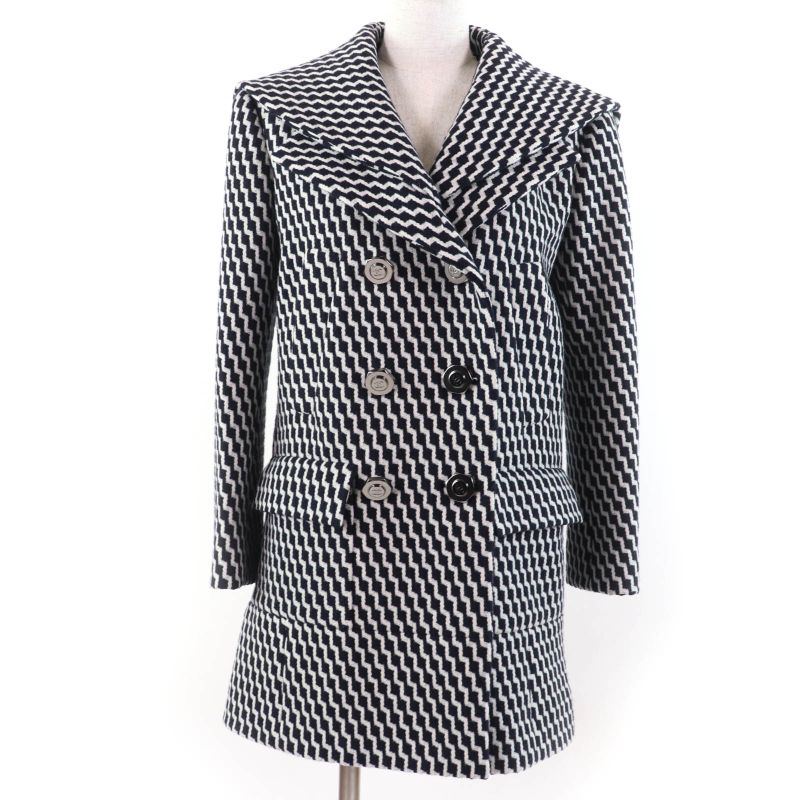 CHANEL P59081v39106 Wool Hexagonal Coco Button Sailor Collar Zigzag Pattern