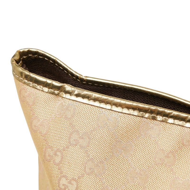 Gucci GG Canvas Handbag Tote Bag 267474 Beige Gold Canvas Leather Ladies Gucci