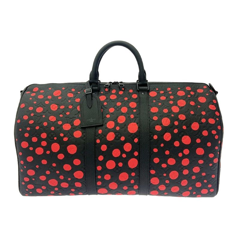 Louis Vuitton M21674 Monogram Keepall Bandoliere 50 X Yayoi Kusama Black 395914