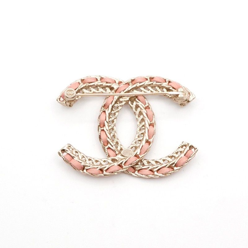 Chanel Brooch Corsage Gold Pink Here Mark Chain