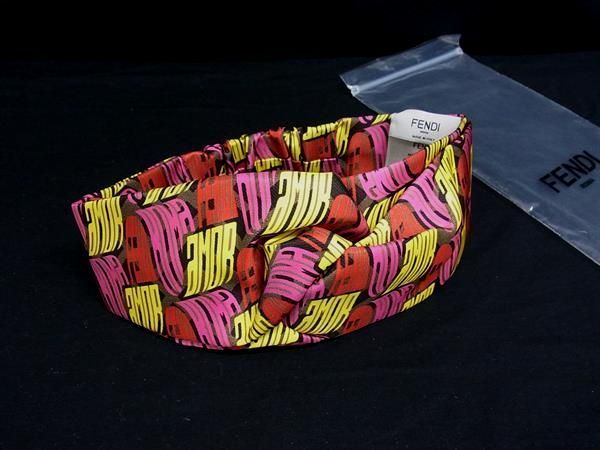 Fendi 100% Silk Allover Headband Hair Accessory Women's Multicolor