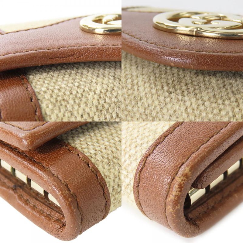 Gucci Key Case 282432 Interlocking 6-stacks GG Canvas Calf Beige Brown Gold