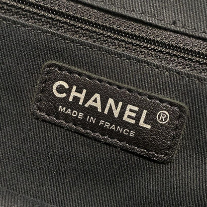 Chanel Tote Bag Wild Stitch Black Chain Shoulder/silver Hardware Leather