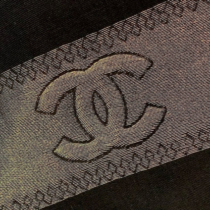 Chanel CC Logo Silk Large Shawl Scarf Pashmina Black Gold