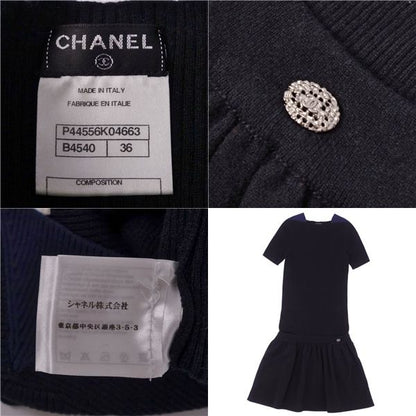 Chanel Knit Dress Short Sleeves Short Sleeves Coco Mark Wool Cashmere Tops